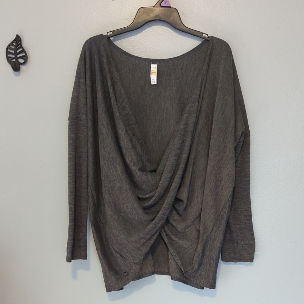 Lolë Yoga Athelisure Draped Front Long Sleeve Top - Gray Medium M